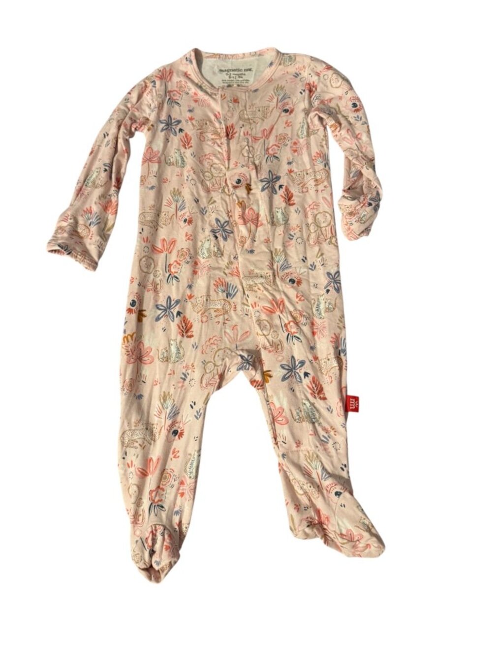 Magnetic Me Modal Footed Sleeper Baby 0–3M Pink Animal Floral Magnetic Pajamas